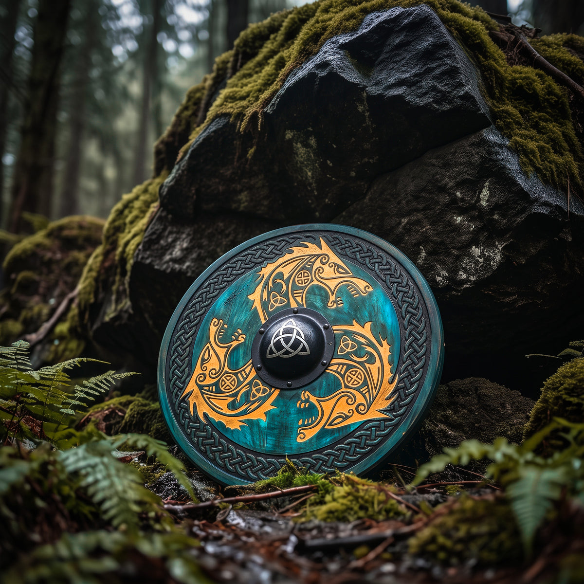 Viking Fenrir Wolf Shield, Trinity Knot Eternity Decor Art