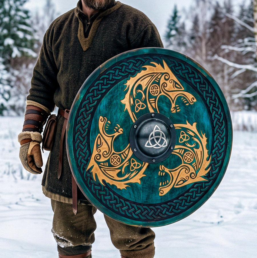 Viking Fenrir Wolf Shield, Trinity Knot Eternity Decor Art
