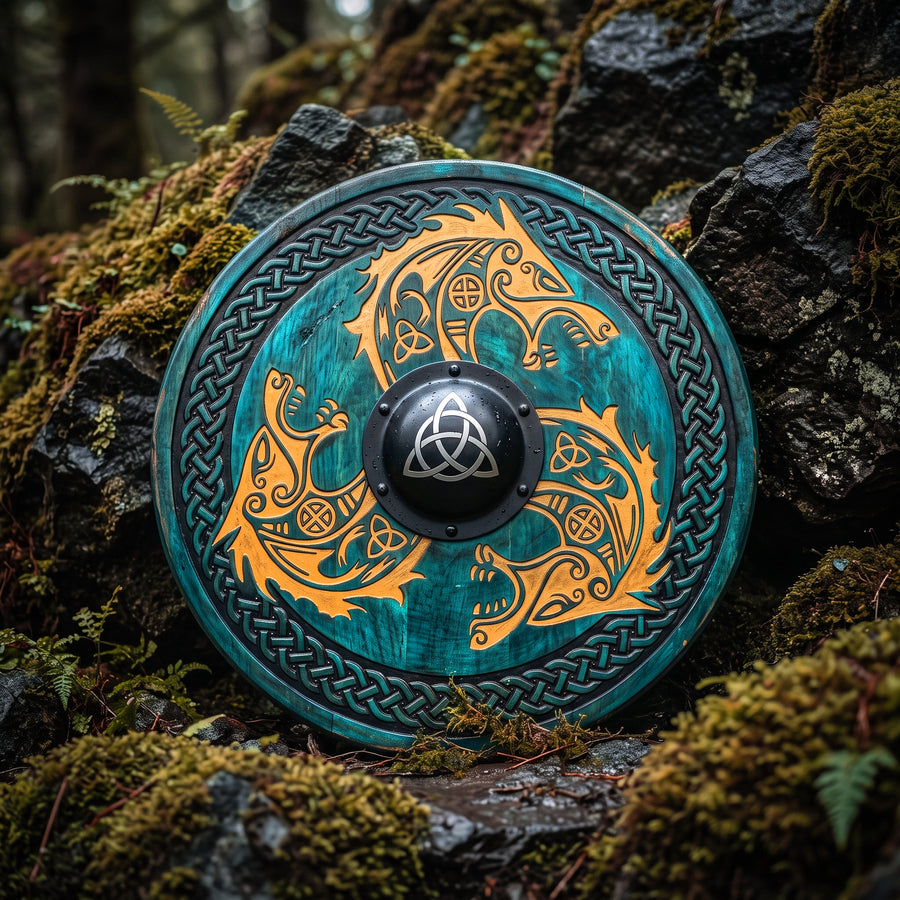 Viking Fenrir Wolf Shield, Trinity Knot Eternity Decor Art
