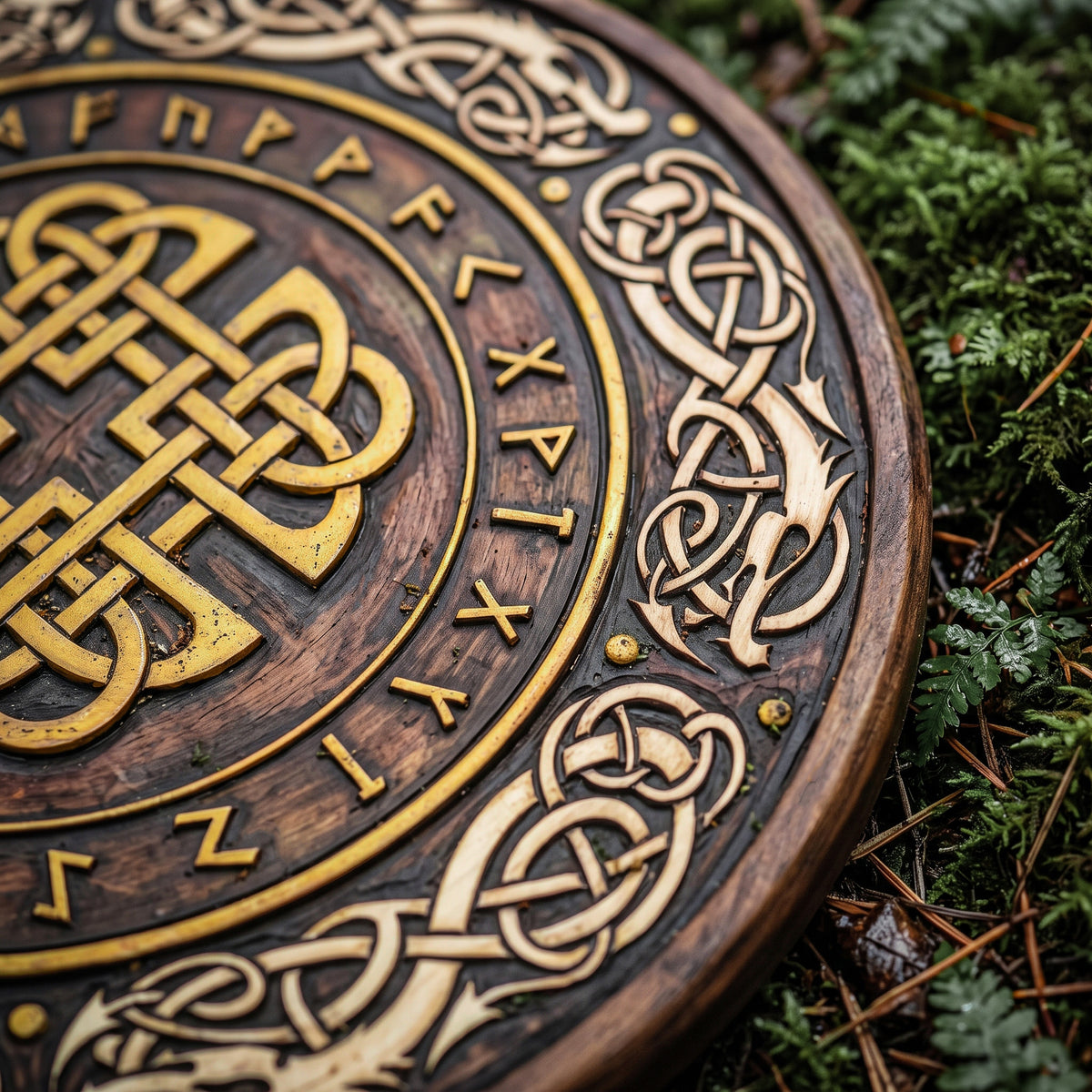 Handmade Viking Rune & Celtic Knot Wooden Shield Decor