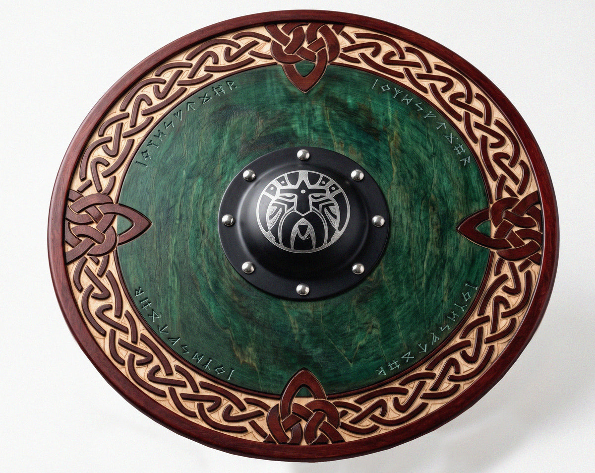 Odin Face Shield, Norse Viking Rune Shield with Celtic Knot Wall Decor